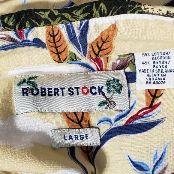 Robert Stock Floral Hawaiian Tropical Button Down Shirt Short Sleeve Large - Picture 2 of 4